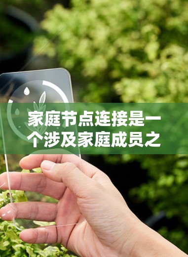 家庭节点连接是一个涉及家庭成员之间互动、数据共享和资源管理的概念。以下是关于家庭节点连接的一些详细信息 家庭节点连接是一个涉及家庭成员之间互动、数据共享和资源管理的概念。以下是关于家庭节点连接的一些详细信息