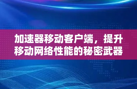 加速器移动客户端,提升移动网络性能的秘密武器 加速器移动客户端,提升移动网络性能的秘密武器