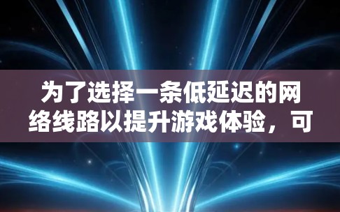 为了选择一条低延迟的网络线路以提升游戏体验,可以遵循以下步骤 为了选择一条低延迟的网络线路以提升游戏体验,可以遵循以下步骤