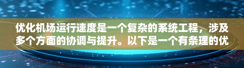 优化机场运行速度是一个复杂的系统工程，涉及多个方面的协调与提升。以下是一个有条理的优化策略，涵盖了从空中到地面的各个环节